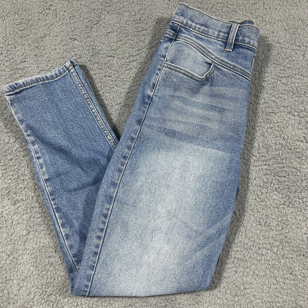 Cello Jeans Size 9 High Rise Straight Leg Light Wash Denim  Waist Seam Detail - Picture 2 of 9